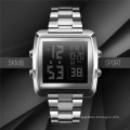 SKMEI 1369 Fashion Men Digital Wrist Watch Rectangle Double Time Countdown Alarm Waterproof Clock Sport Watches